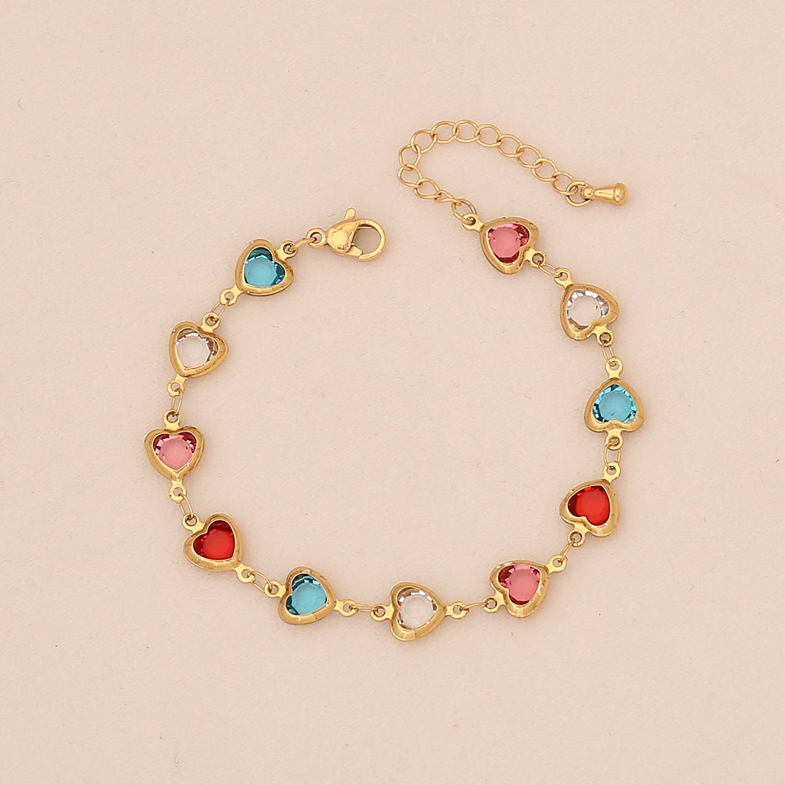 Fashionable Heart-Shaped Stainless Steel Bracelet with Plating Finish for Women