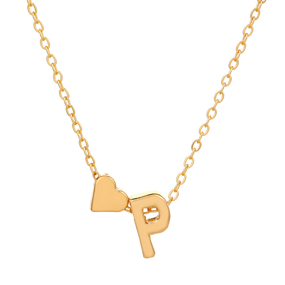 Sweet Heart Letter Alloy Plated Necklace Singapore Chain for Women