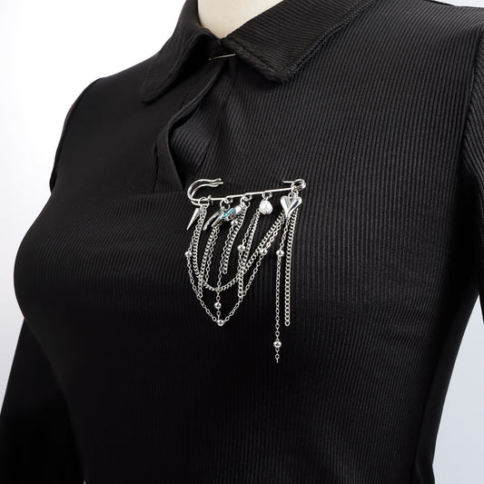 Broche de Luna y Corazón Geométrico de Moda para Mujer con Cuerpo de Aleación y Acabado Galvanizado para Regalo de Decoración o Uso Antideslizante
