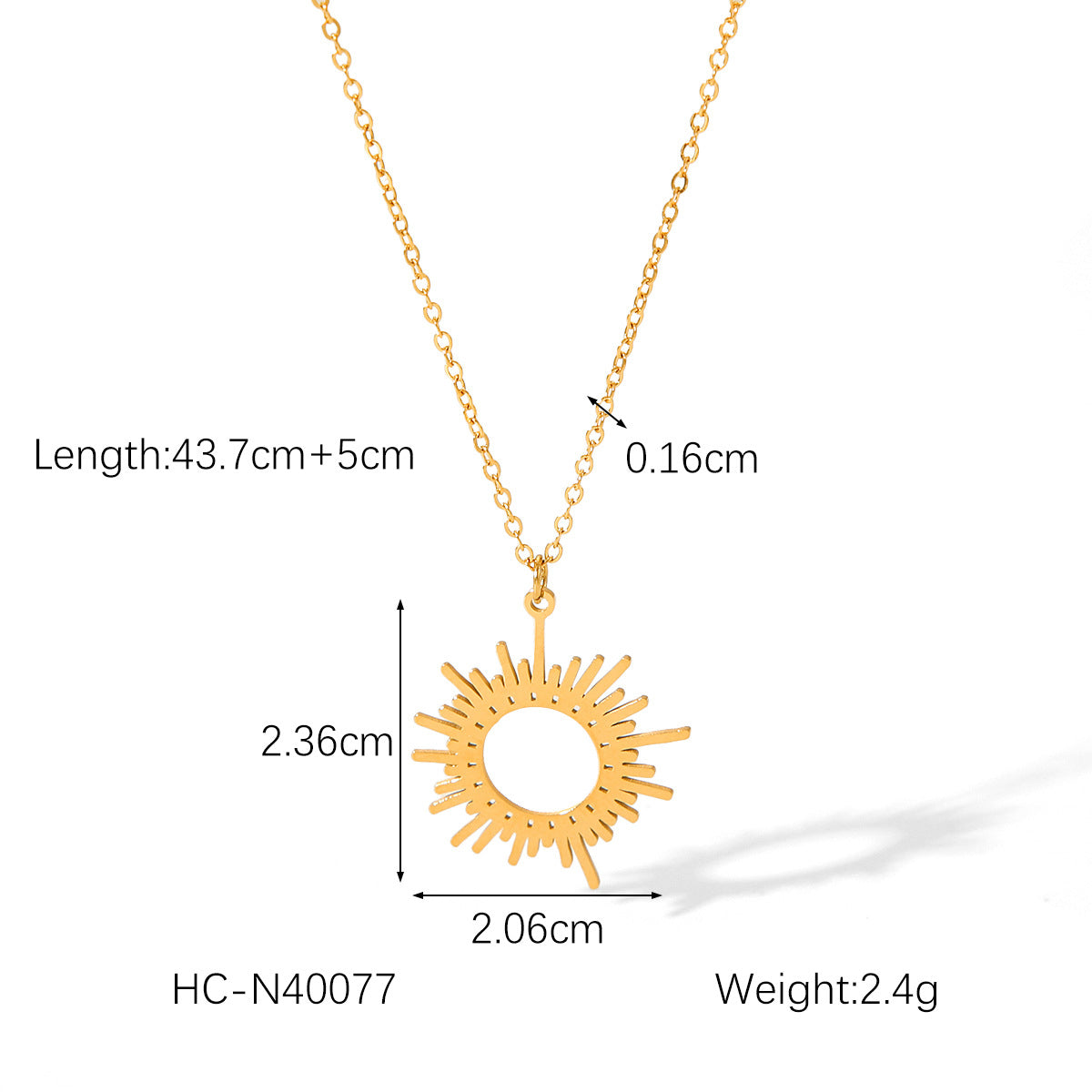 Collana pendente a stella a otto punte con girasole in acciaio al titanio placcato oro 18 carati stile Ins da donna