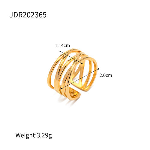 Geometric Plated Stainless Steel Open Ring for Women