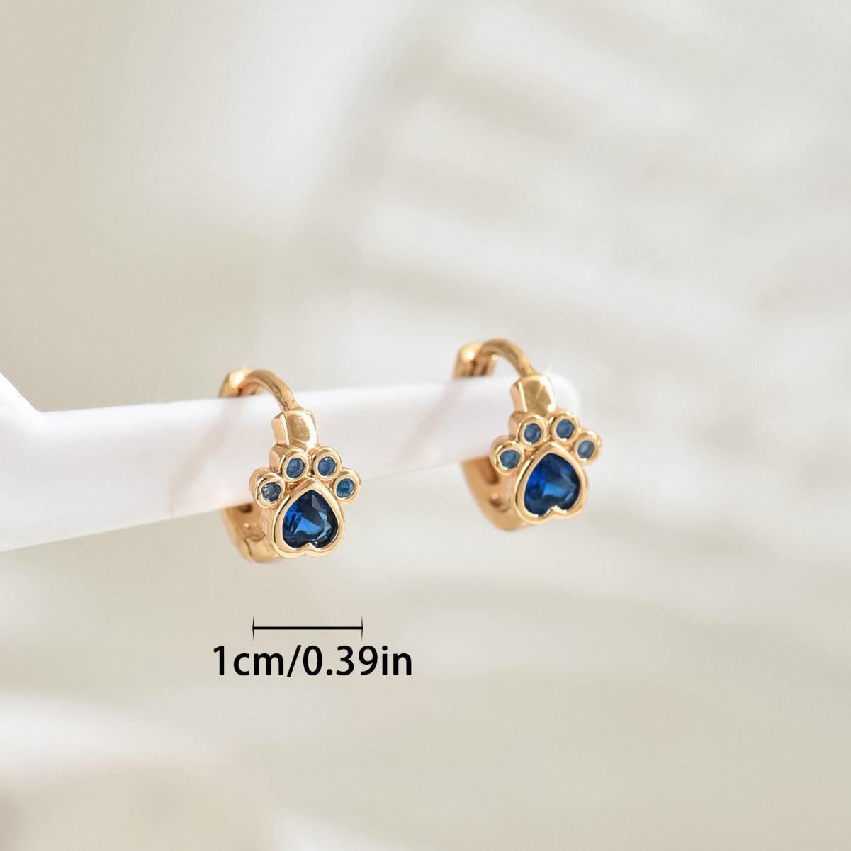 Minimalist Fashionable Bear Paw Stud Earrings for Women with Cubic Zirconia Inlay on Copper Base and Stainless Steel Posts