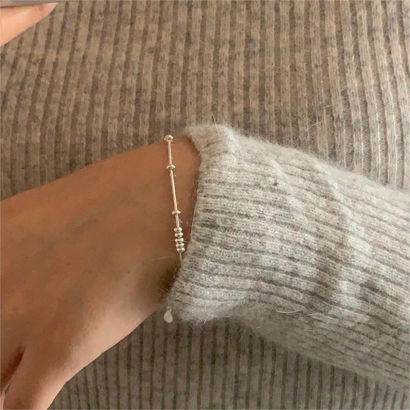Minimalist Geometric Snake Chain Bracelet in 925 Sterling Silver with Beveled Square Links
