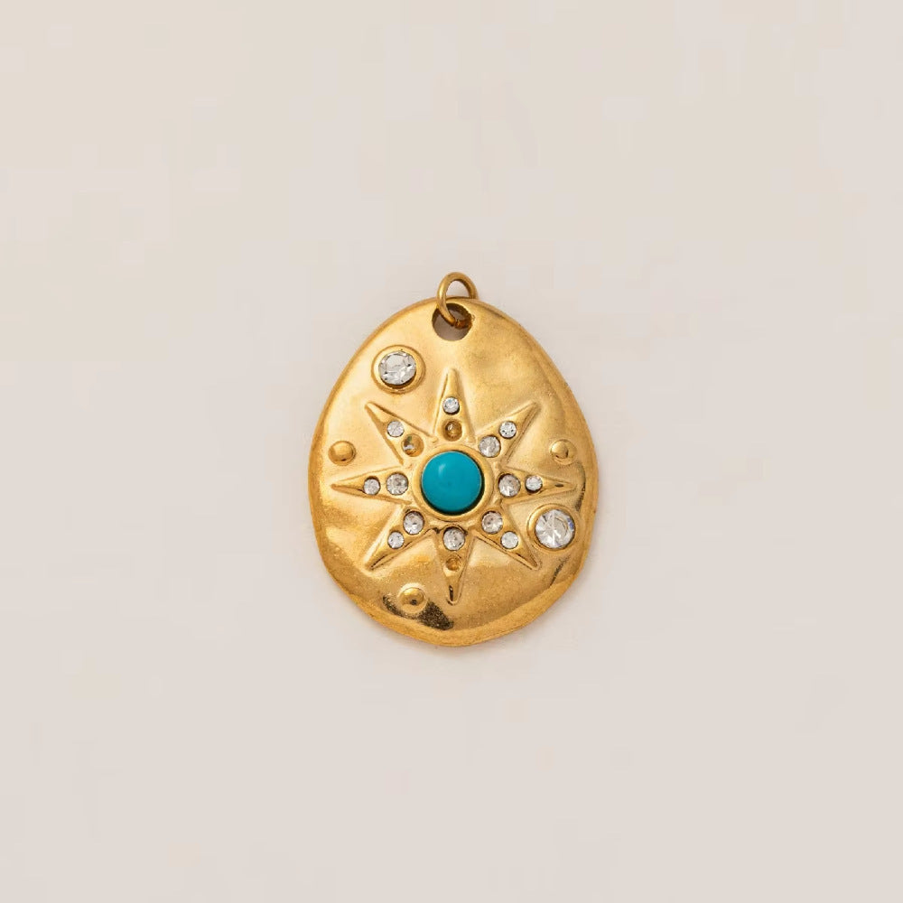 Collana con Ciondolo a Barra Placcata in Acciaio Inossidabile a Forma di Cuore, Luna e Stella Geometrici Minimalisti