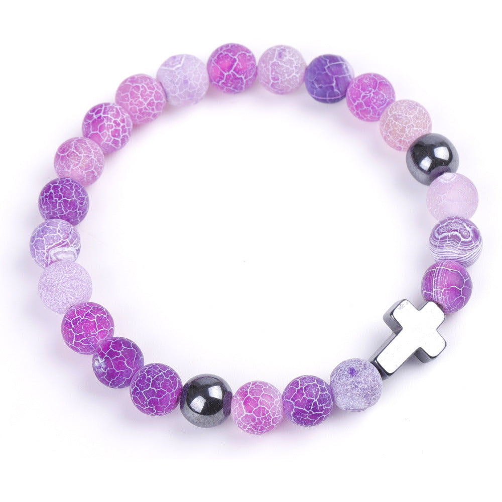 Sweet Geometric Agate Beaded Bracelet Unisex Elastic String