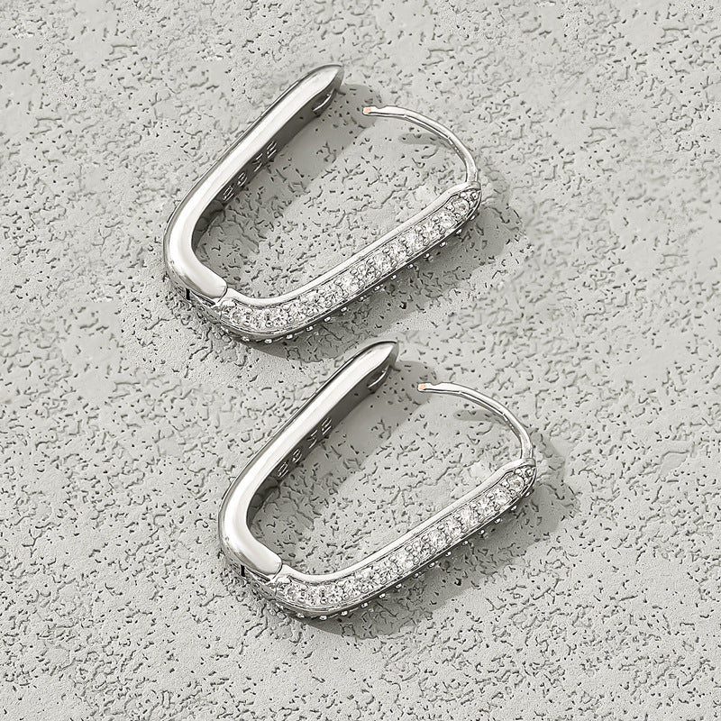 Pendientes de mujer minimalistas, de moda y adecuados para la oficina, geométricos y calados, con base de cobre e incrustaciones de circonita