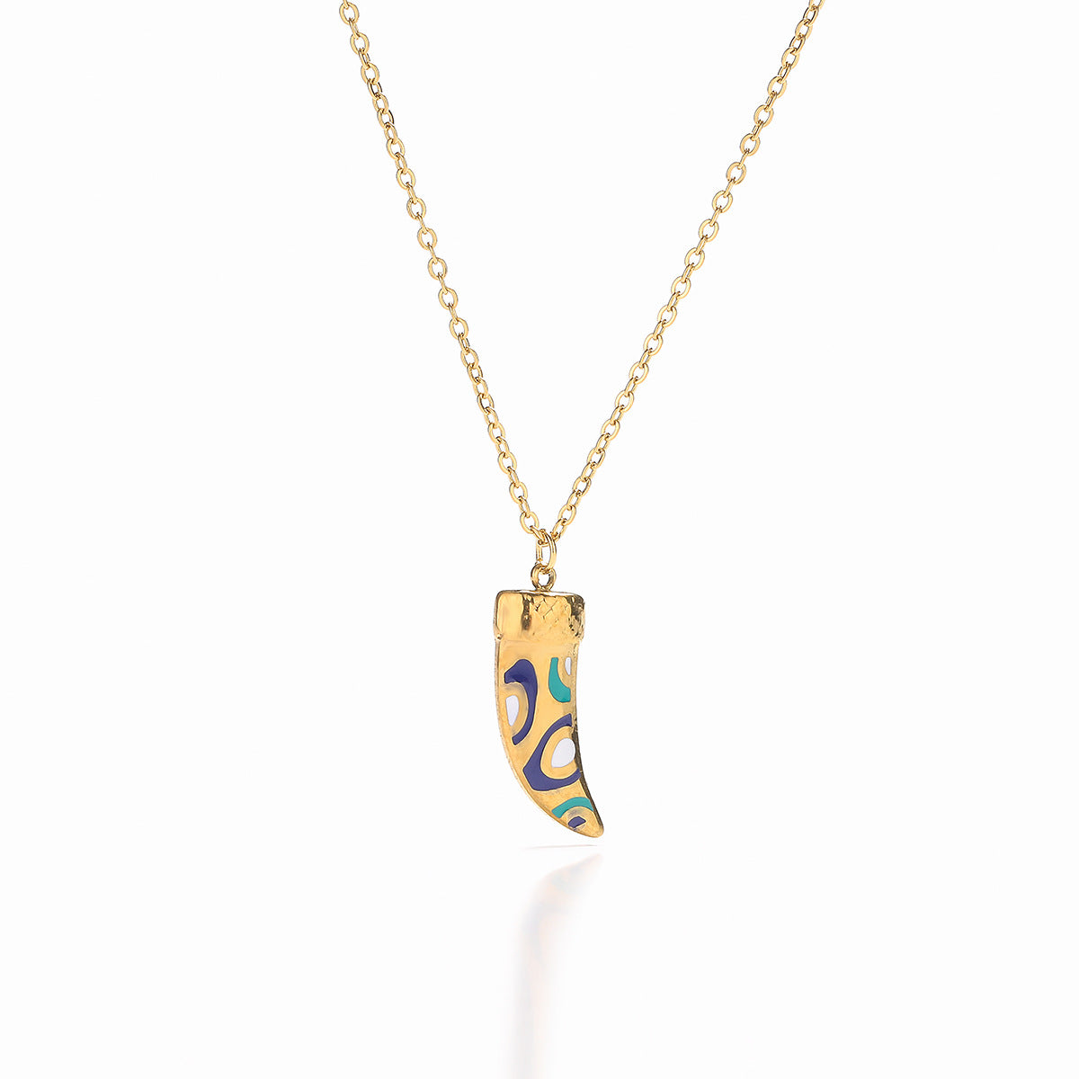Minimalist Geometric Titanium Steel Necklace for Women with 18K Gold Plating and Enamel Eye Pendant