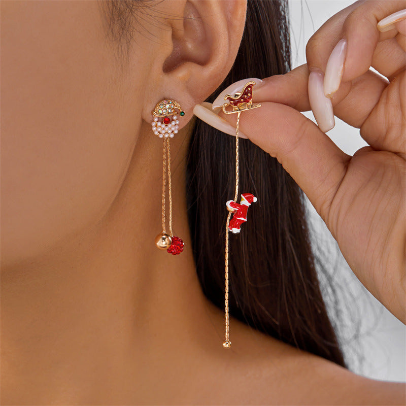 Minimalist Star-Shaped Alloy Christmas Tree and Snowman Dangle Earrings for Women with Electroplated Finish