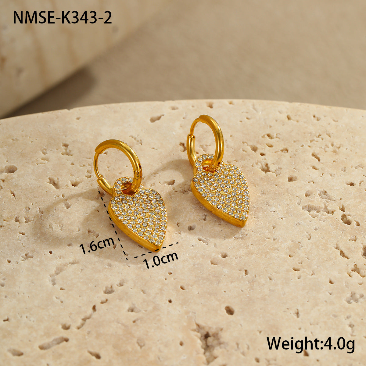 Pendientes de Acero Inoxidable con Forma de Estrella de Mar y Concha con Incrustaciones de Diamantes de Imitación para Mujer