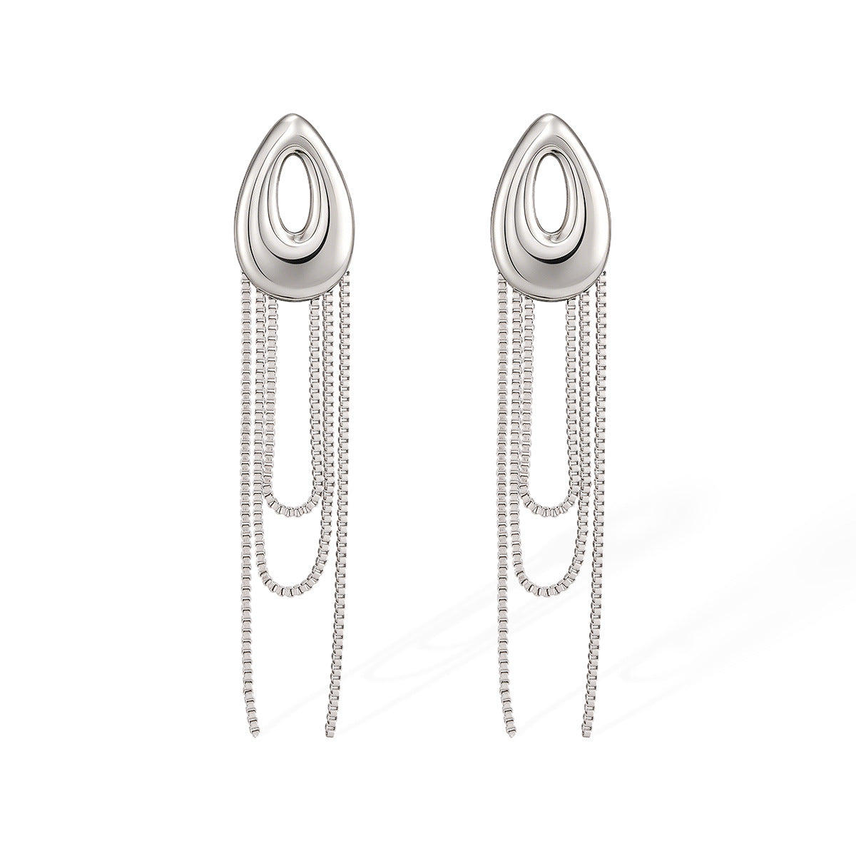 Minimalist 18K Gold Plated Geometric Stainless Steel Tassel Earrings for Women