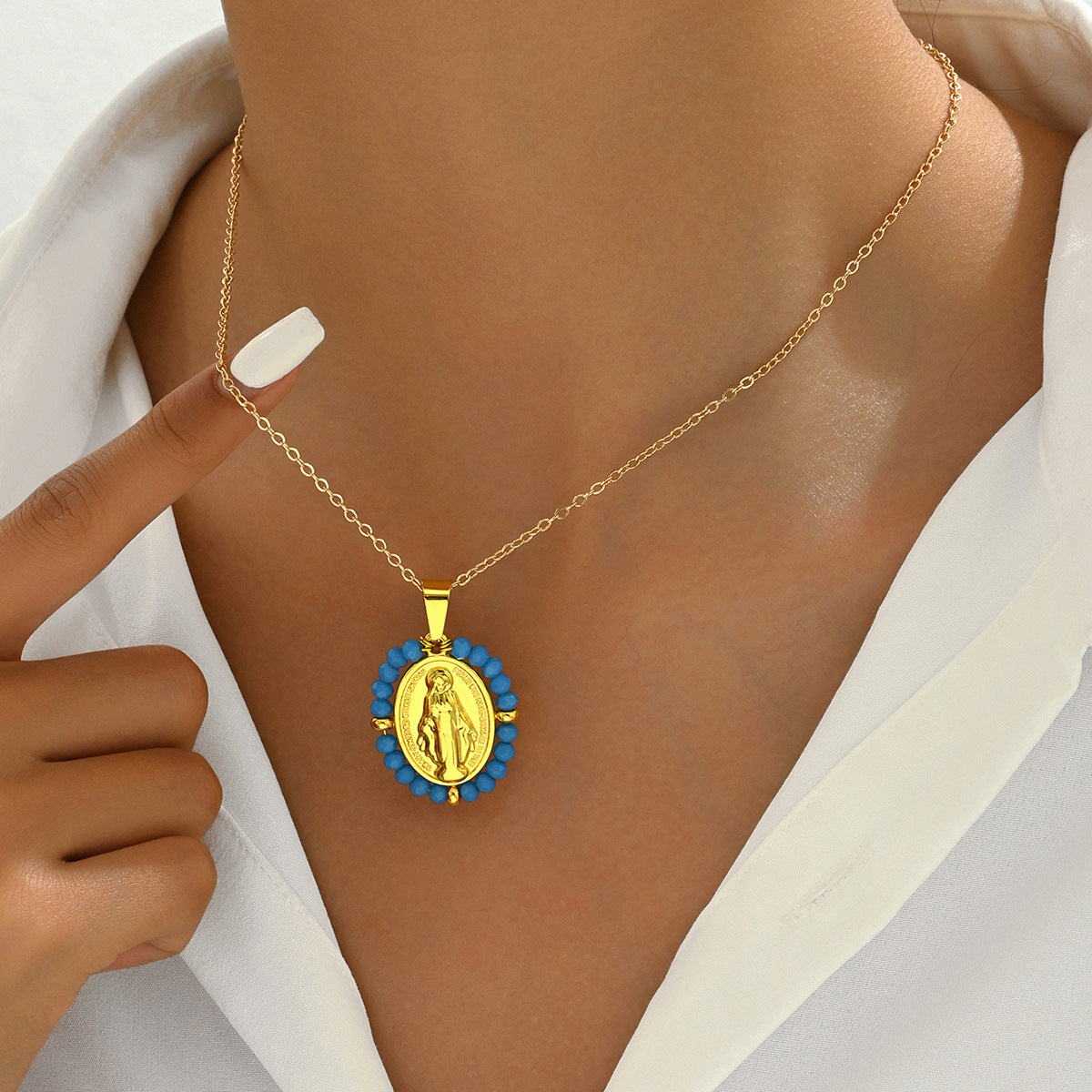 Collana Lunga da Donna Stile Vintage Regale con Ciondolo Geometrico e a Cartone Animato, Catena Placcata Rame, Elegante Collana a Clavicola