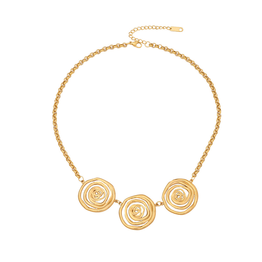 Collar de Acero Inoxidable Irregular Geométrico con Acabado Chapado para Mujer, Joyería con Colgante y Cadena Tipo O