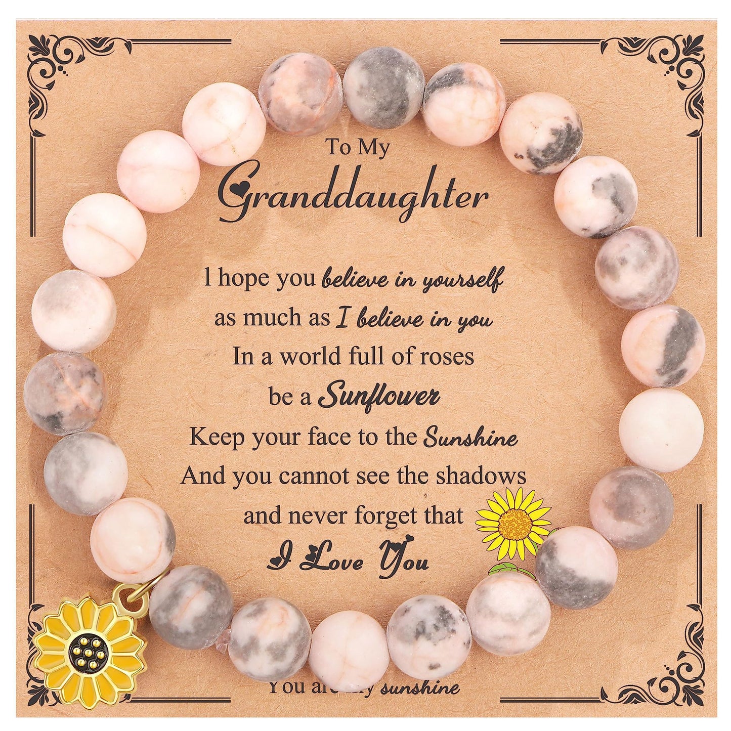 Sweet Floral Sunflower Gemstone Charm Bracelet for Women