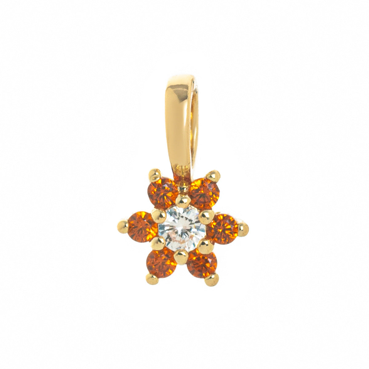 Floral Geometric Round Cubic Zirconia Brass Plated Pendant Charm Bar for Unisex