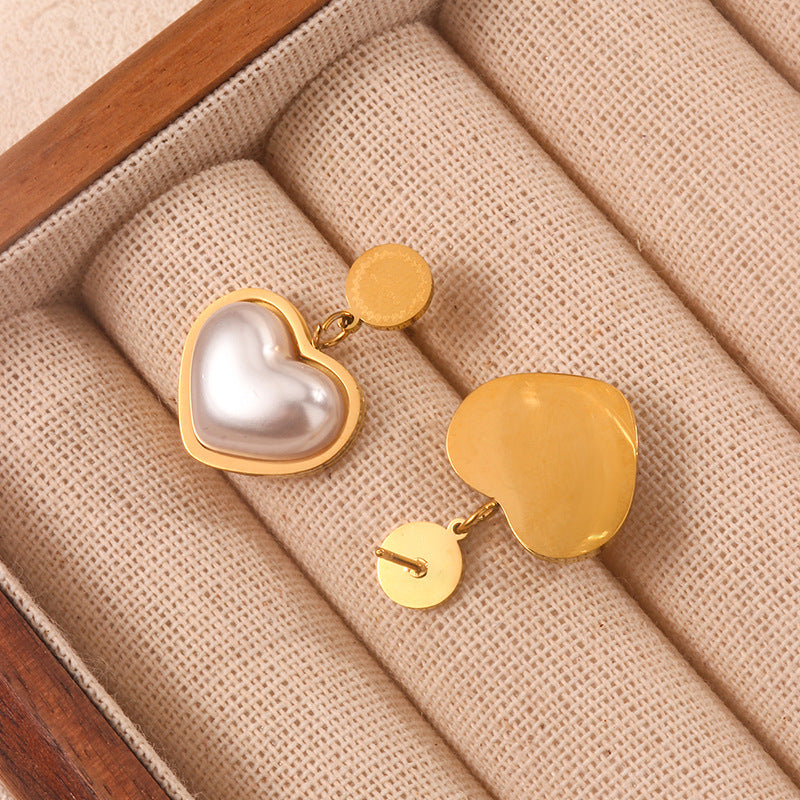 Sweet 18K Gold Plated Heart Stainless Steel Snake Chain Necklace