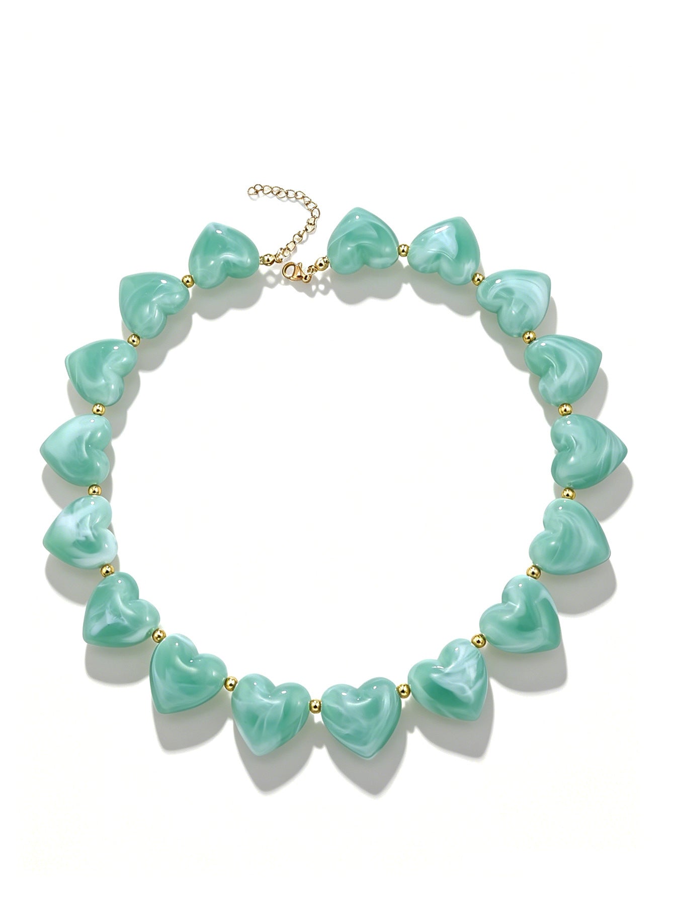 Minimalist Heart Resin Acrylic Pendant Necklace for Women Casual Cable Chain