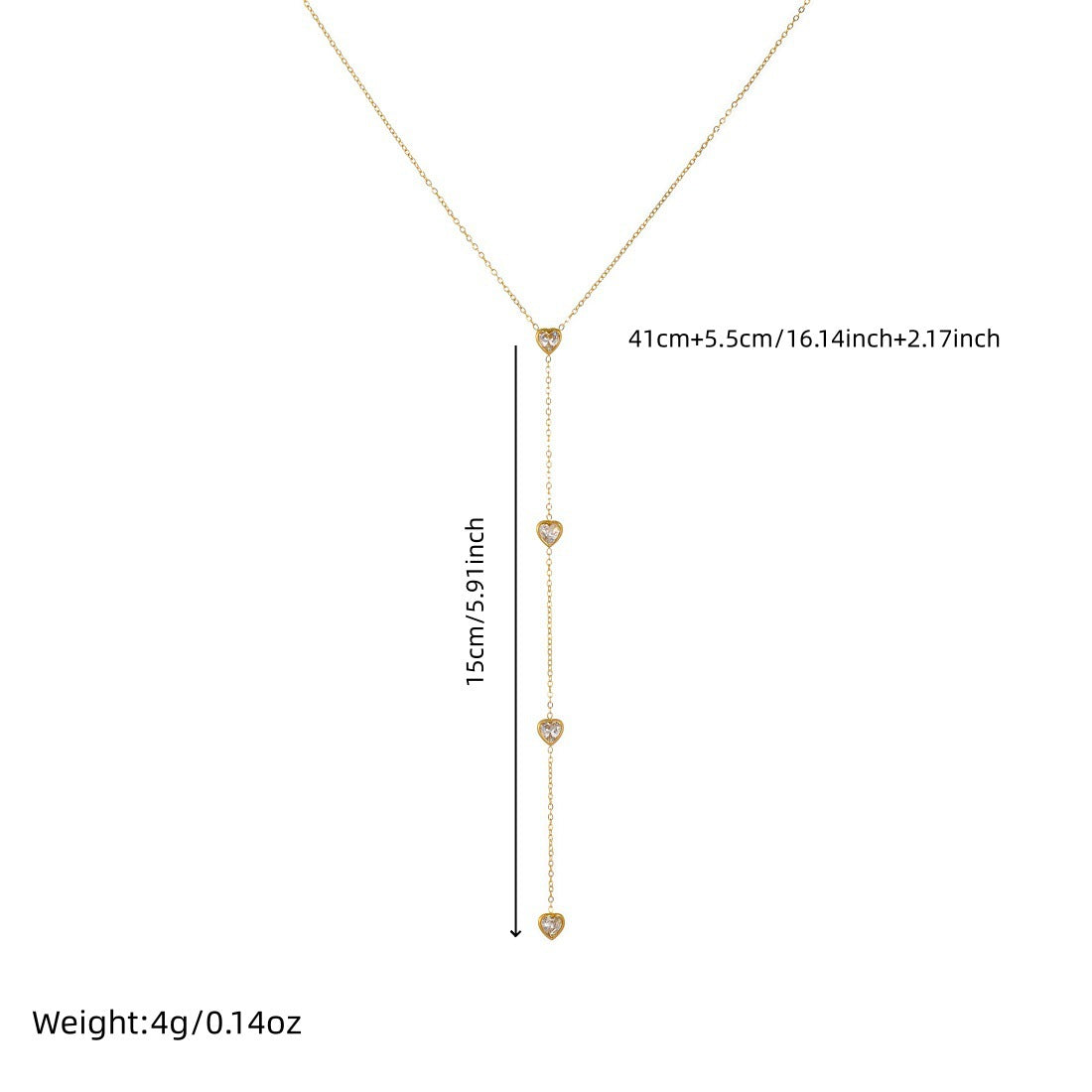Minimalist Gold Plated Stainless Steel Heart Rhinestone Necklace for Women