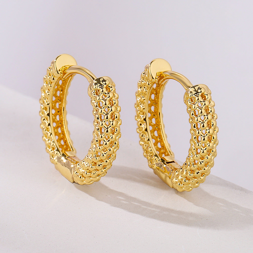 Orecchini a cerchio geometrici minimalisti vintage in rame con placcatura in oro da donna
