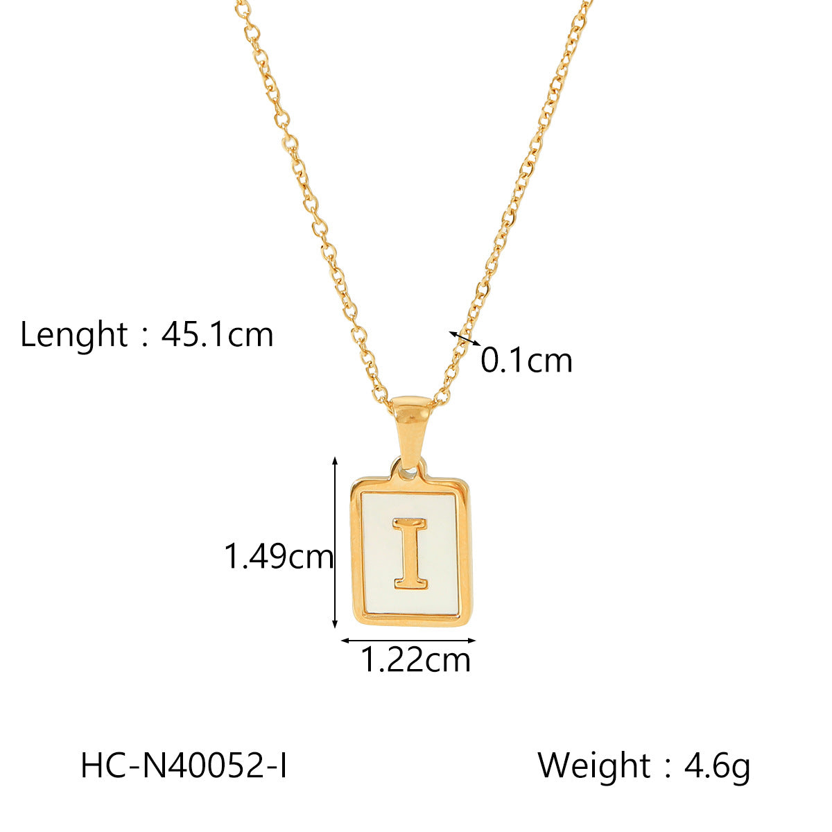 Minimalist Letter Pendant Necklace in Titanium Steel with 18K Gold Plating on Stainless Steel Chain for Women