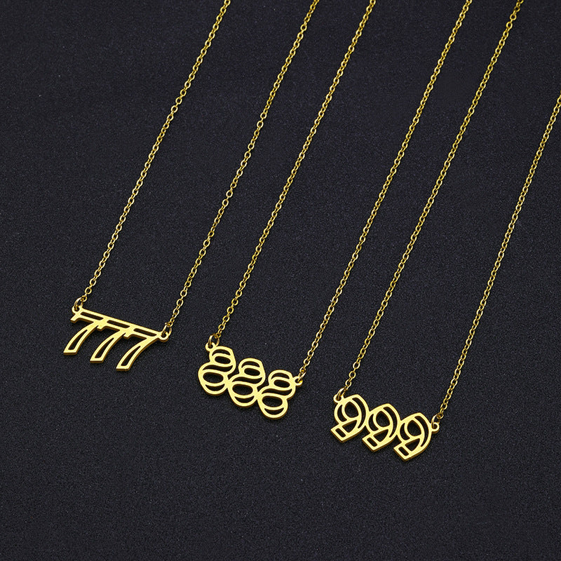 Collar Minimalista de Acero Inoxidable con Colgante de Número Grabado en Cadena O para Mujer