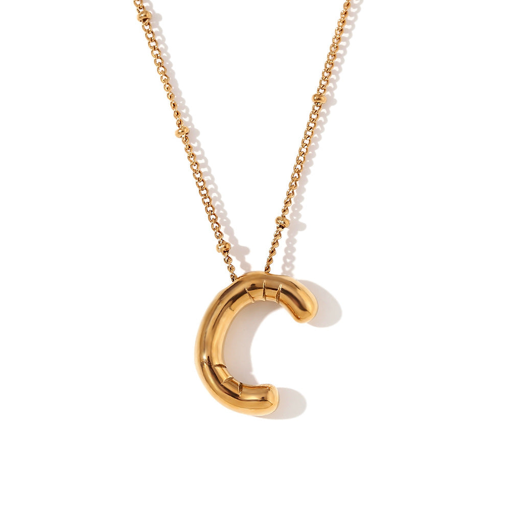 Fashionable Letter-Shaped Stainless Steel Pendant Necklace with 18K Gold Plating for Women