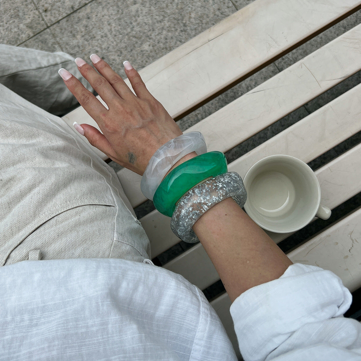 Geometric Resin Bangle Bracelet