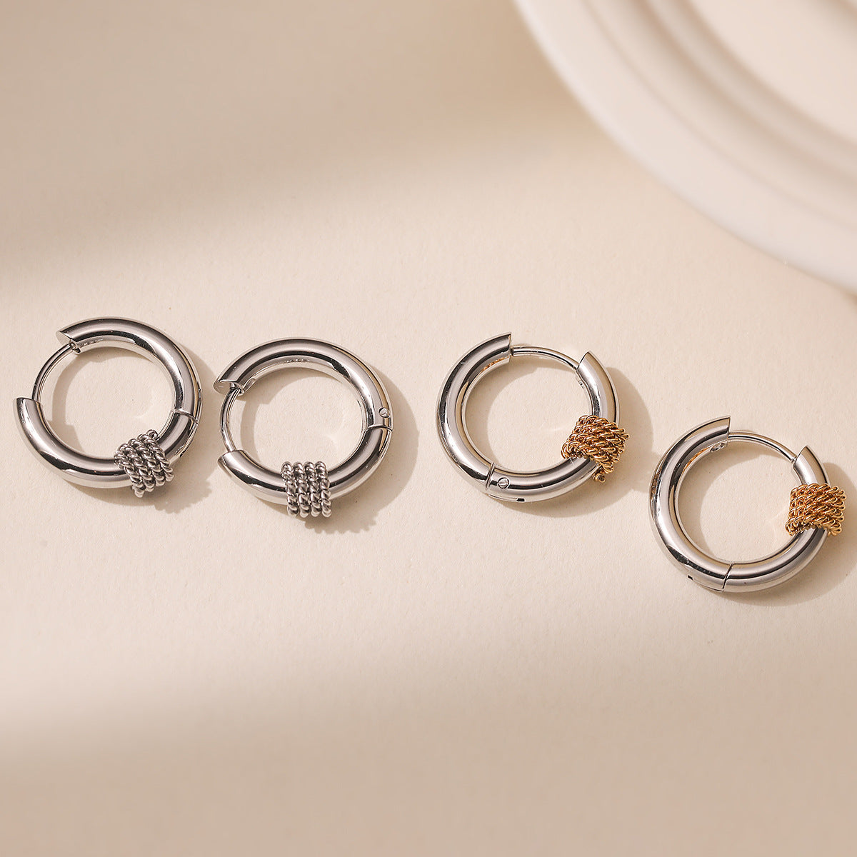 Minimalist 18K Gold Plated Geometric Stainless Steel Hoop Earrings for Women