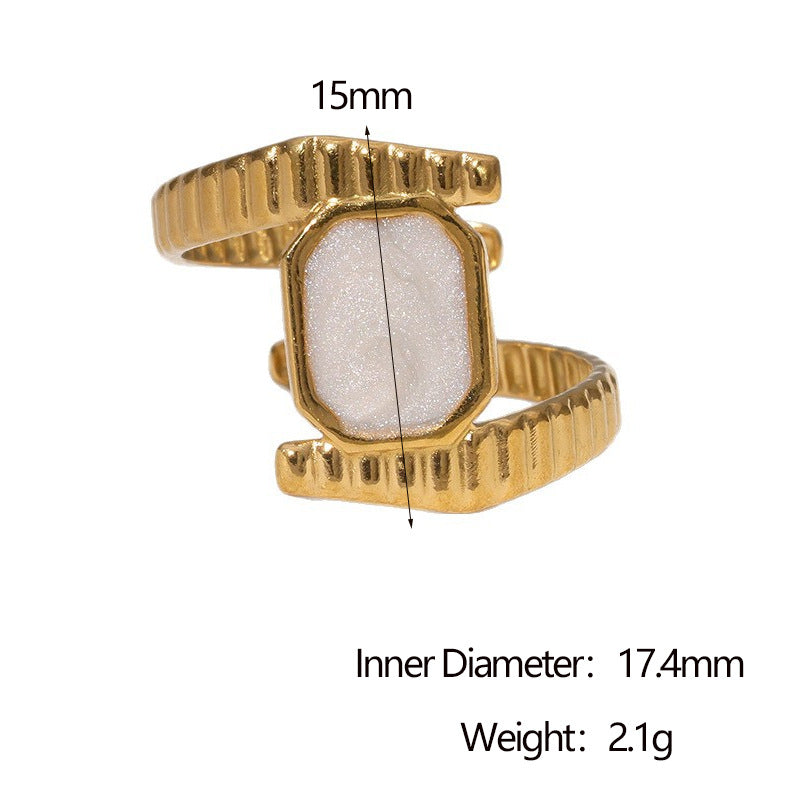 Anello Aperto Minimalista Geometrico da Donna in Acciaio Inox Placcato Oro 18K con Design Irregolare