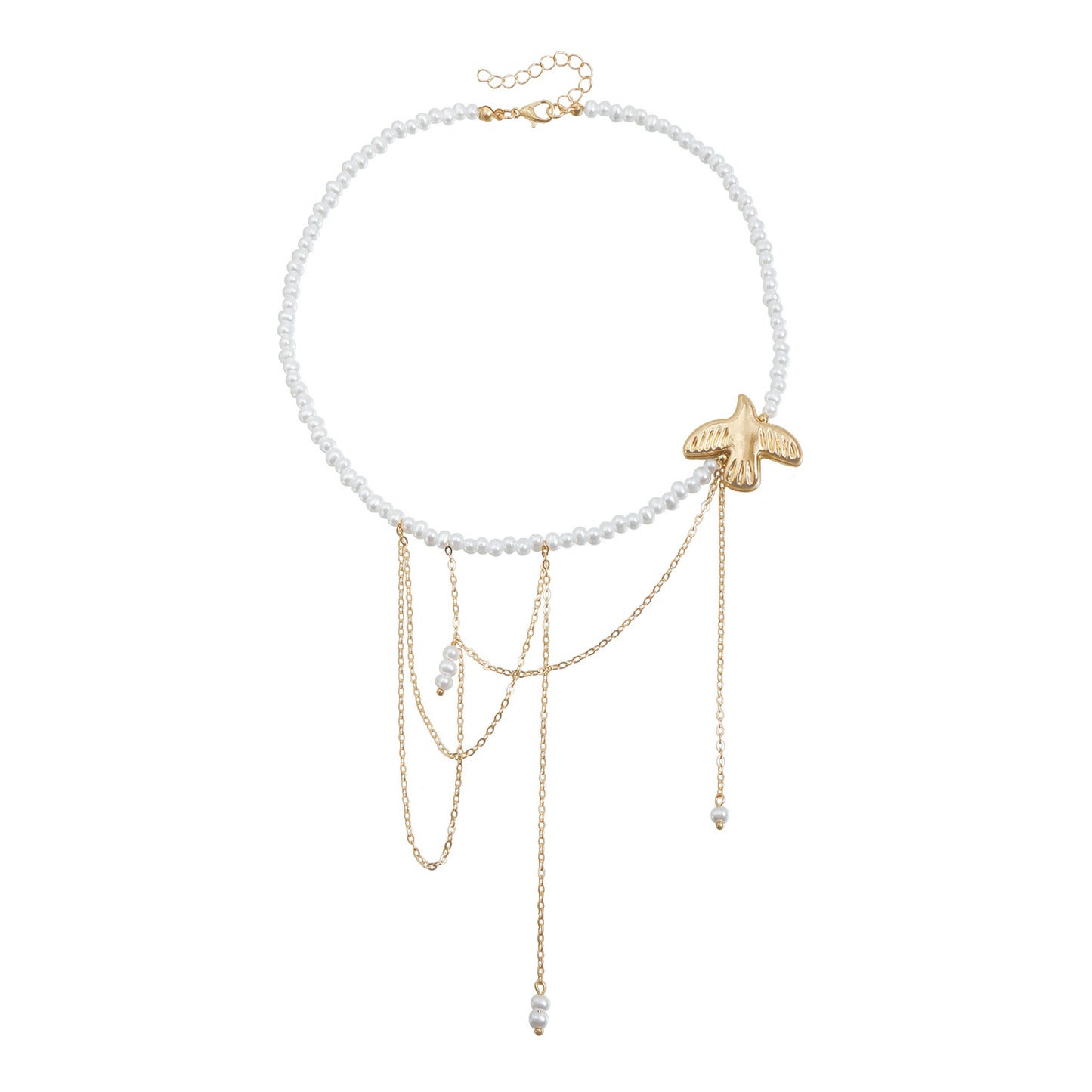 Fashion Crystal Inlay Geometric Bird Alloy Pendant Necklace for Women