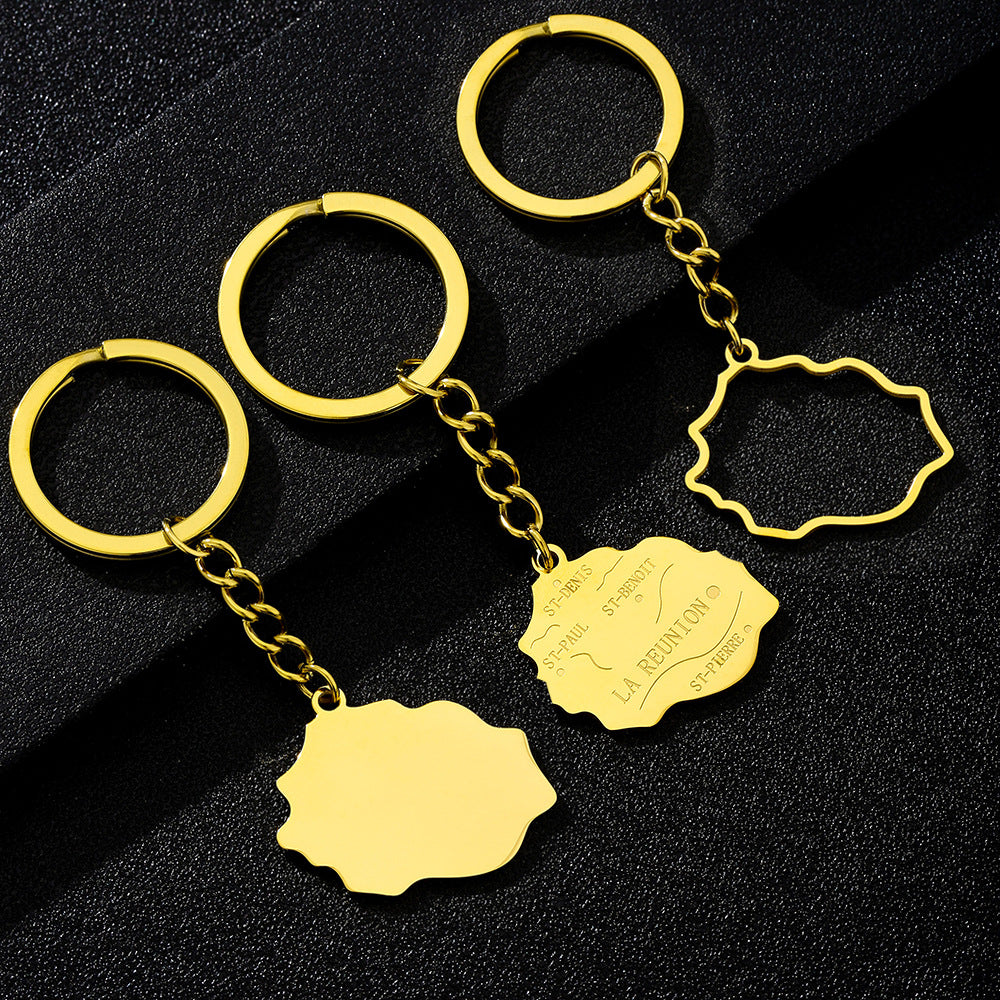 Portachiavi con Ciondolo a Cuore in Acciaio al Titanio Stile Etnico, Accessorio Decorativo per Uomo e Donna