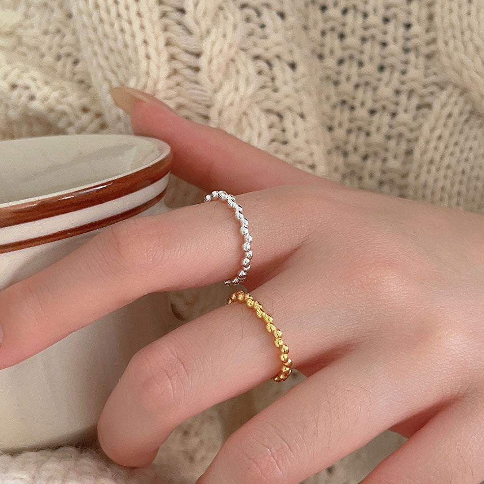 Minimalist Heart-Shaped 925 Sterling Silver Open Adjustable Ring with Gold Plating and Geometric Faceted Detail