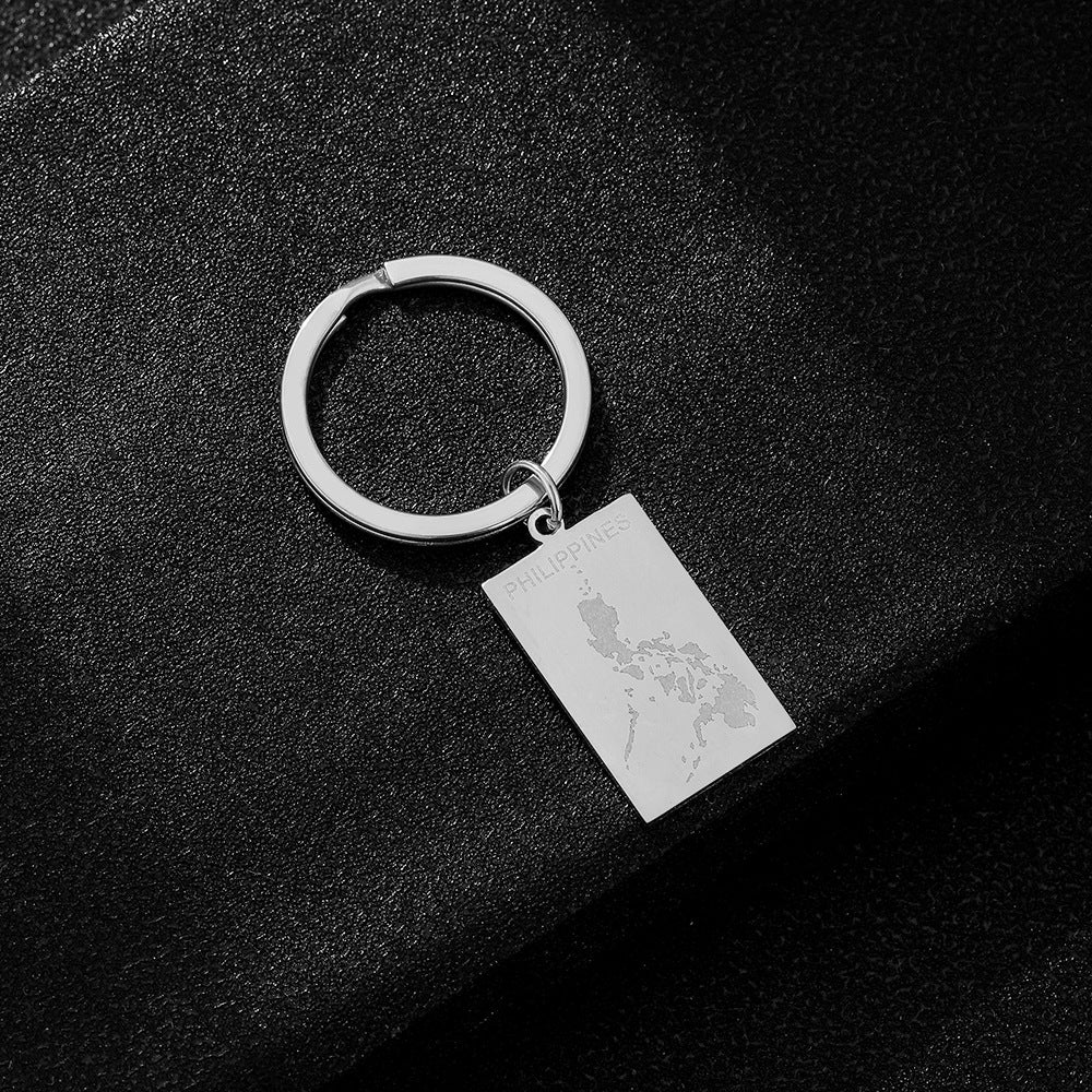 Ciondolo Portachiavi Decorativo in Acciaio al Titanio Stile Etnico per Uomo e Donna