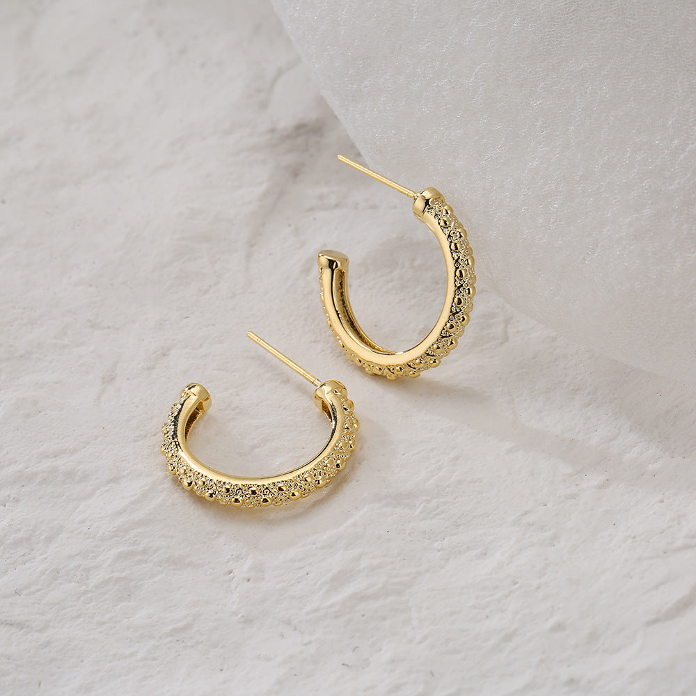 Orecchini da donna geometrici minimalisti in rame con placcatura in oro 18 carati