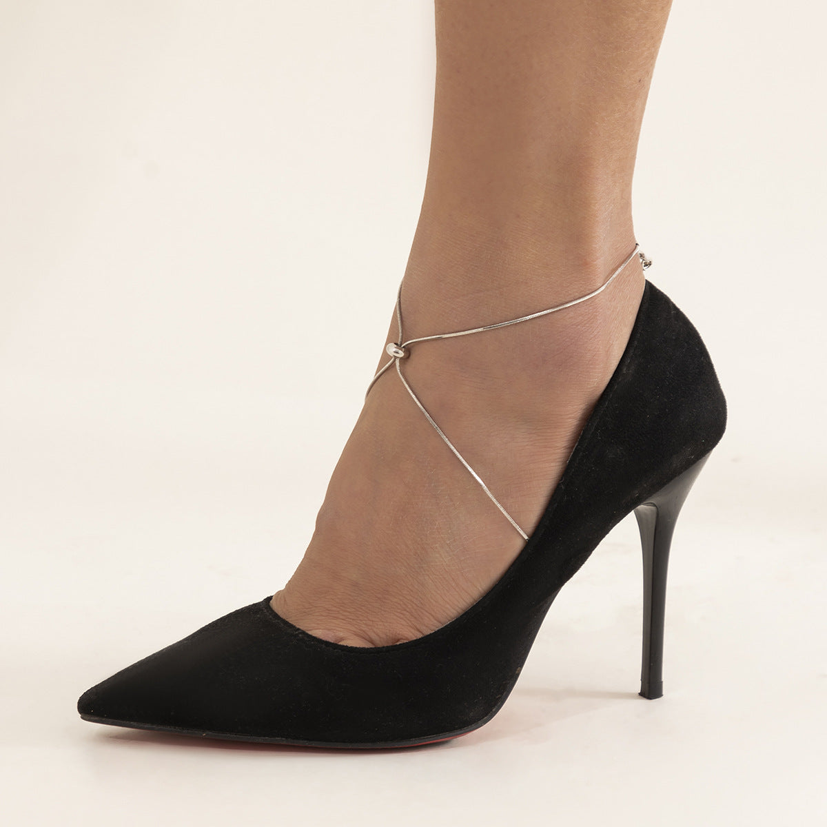 Minimalist Geometric Alloy Anklet for Women with Adjustable Square Snake Chain