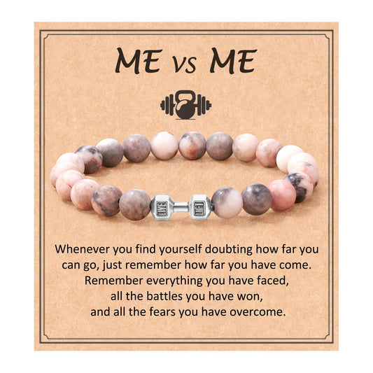 Fashion Matte Plated Alloy Beaded Bracelet Unisex Elastic Yoga Energy Bangle