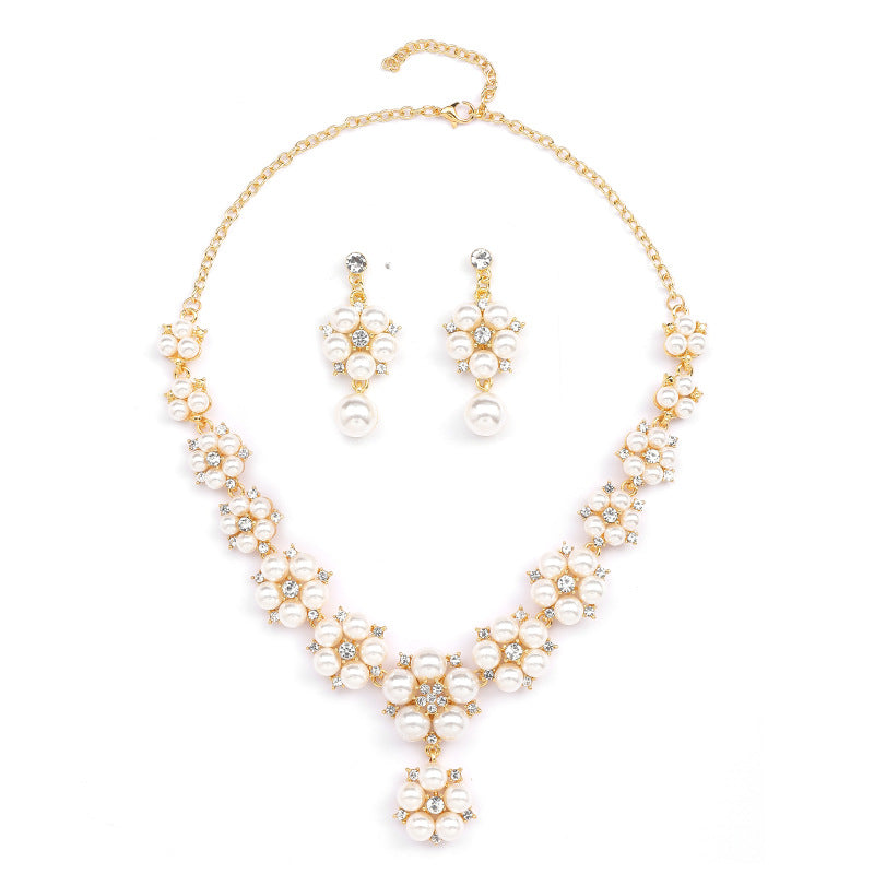 Set Collana e Orecchini da Donna Placcati in Lega con Fiori Vintage