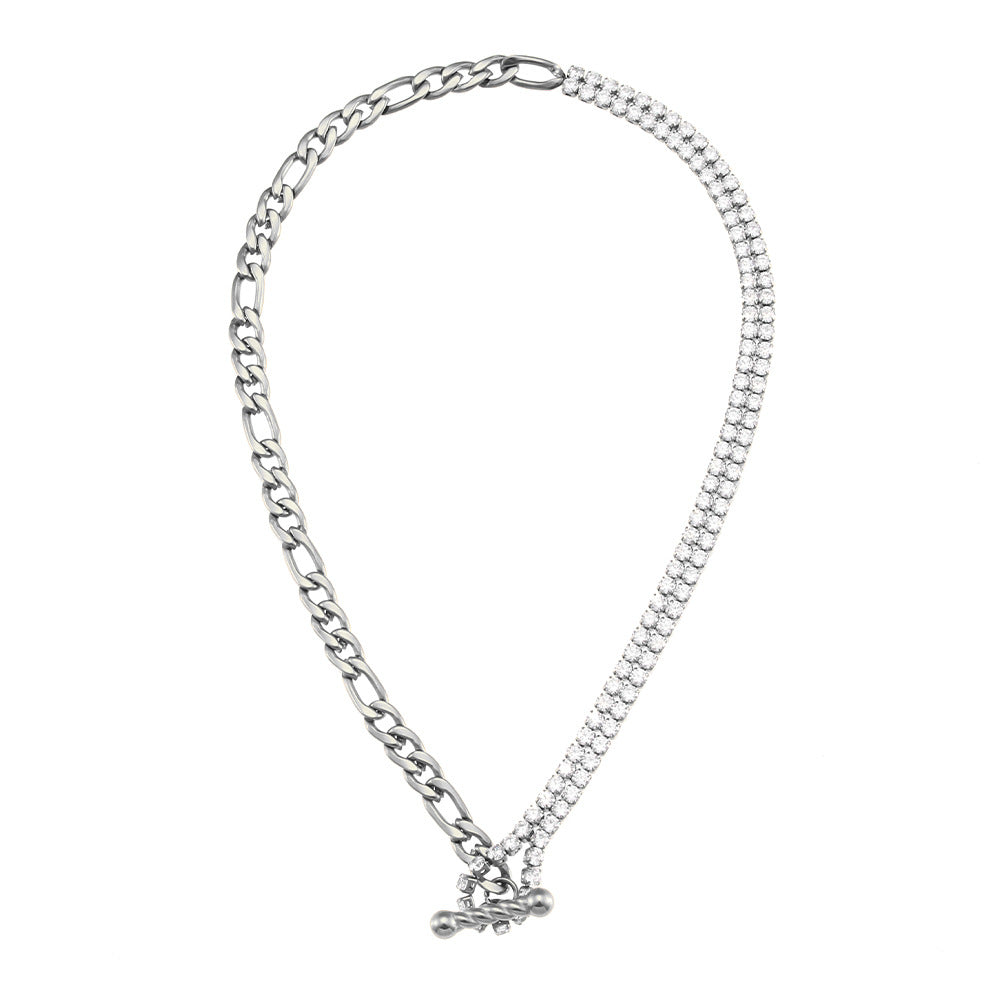 Set collana e bracciale da donna placcati in acciaio inossidabile geometrico minimalista