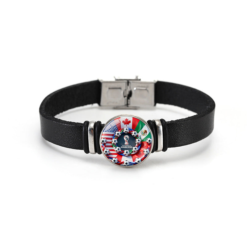 Geometric Plated Leather Bracelet Unisex Fashion Bangle