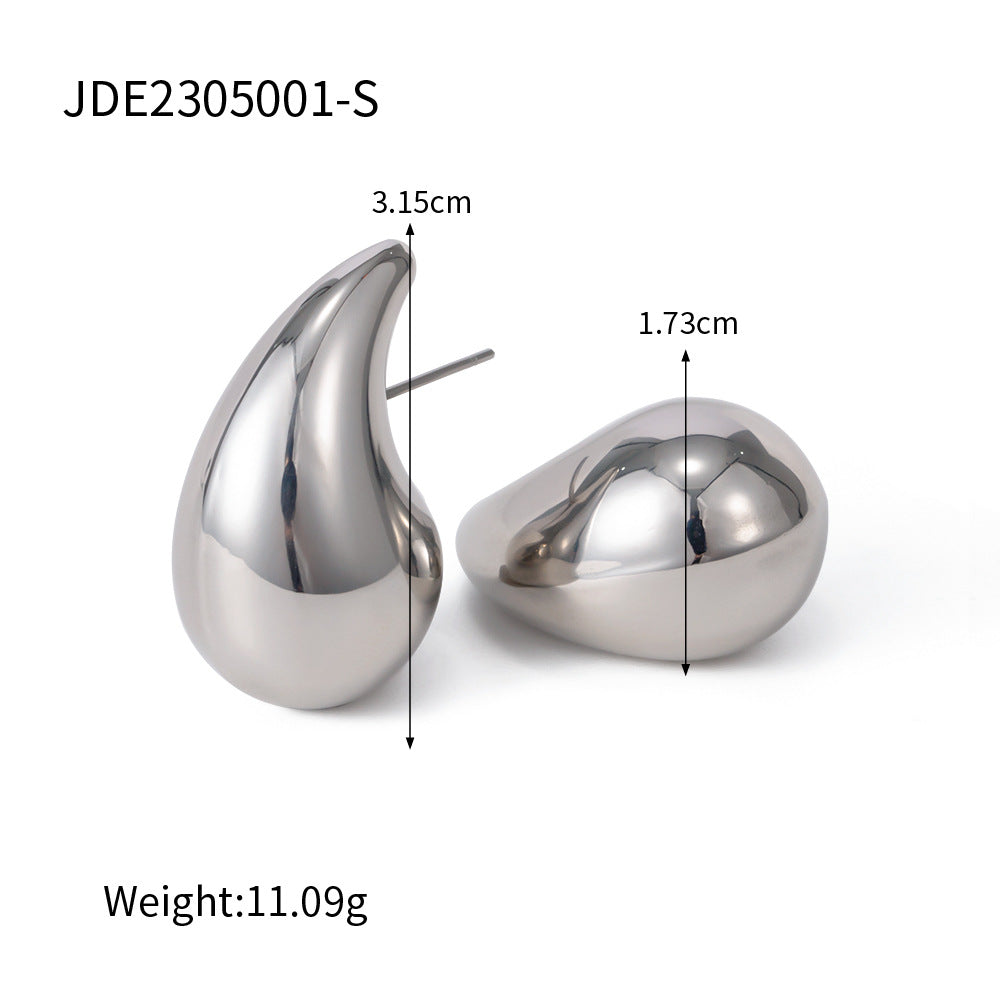 18K Gold Plated Teardrop Titanium Steel Earrings for Women
