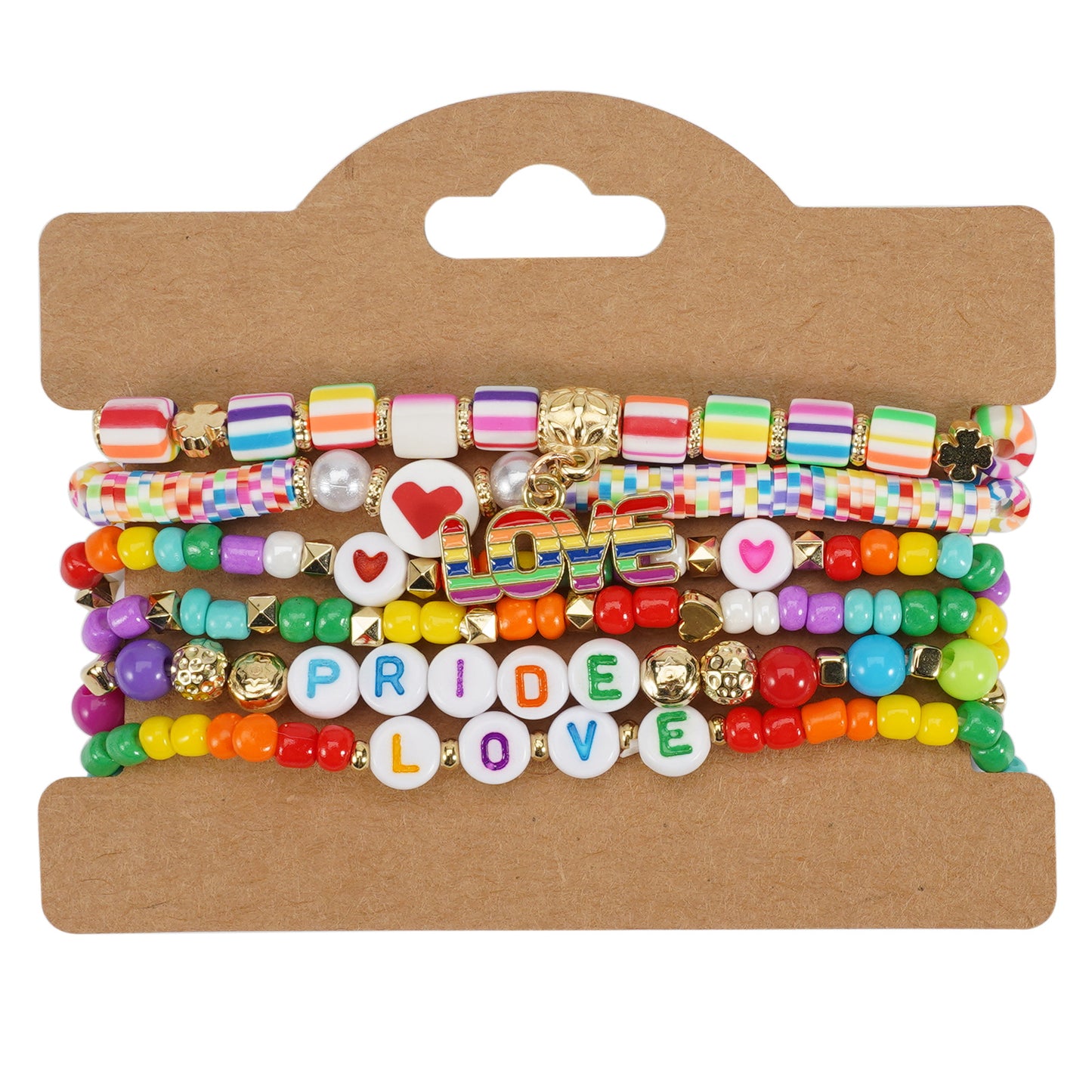 Bohemian Vintage Heart Shape Glass Pendant Multi-layer Bracelet for Women