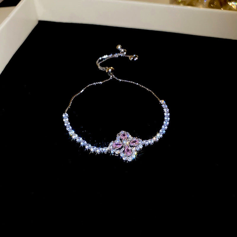 Luxury Elegant Geometric Alloy Plated Bracelet with Cubic Zirconia for Women