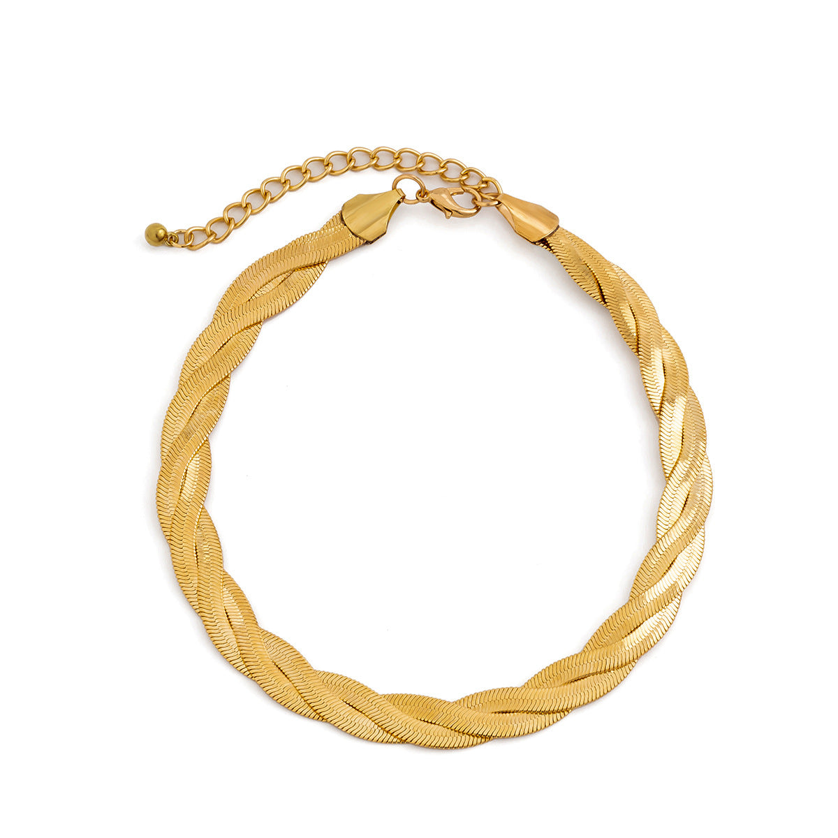 Collana girocollo da donna a catena serpente in rame, design geometrico minimalista e dall'estetica accattivante