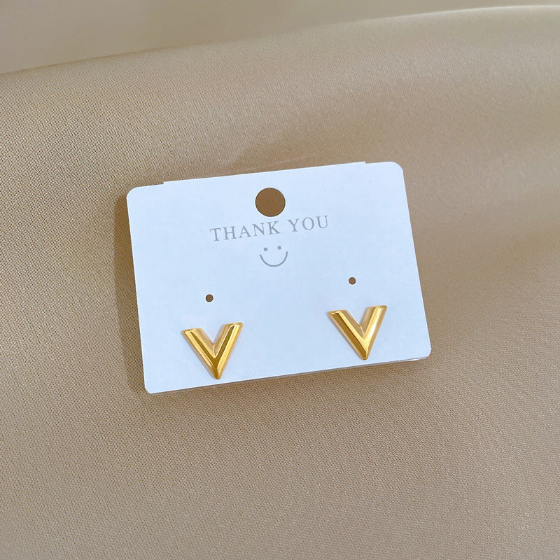 Minimalist Titanium Steel Geometric Stud Earrings for Women