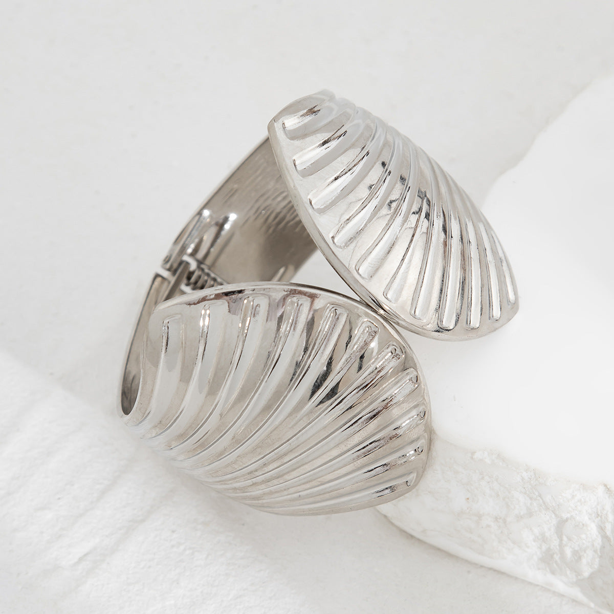 Personalized Alloy Plated Scallop Shell Wide Cuff Bracelet