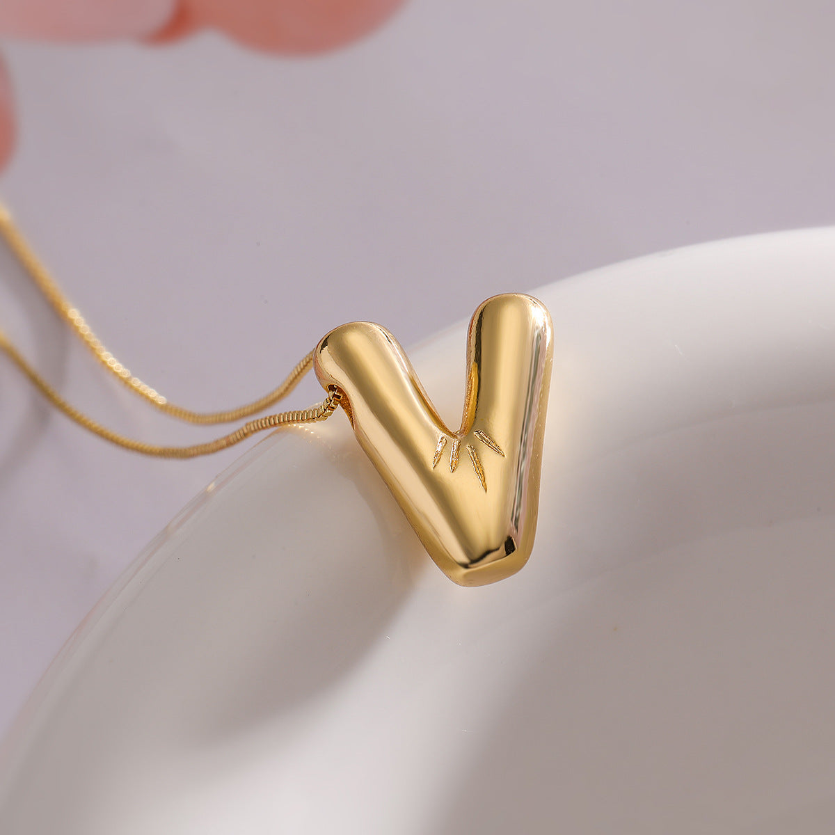Minimalist Irregular Geometric Letter Balloon Pendant Necklace for Women