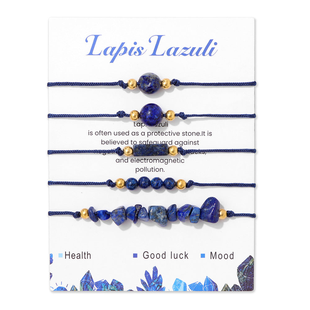 Handmade Natural Stone Crystal Chip Beads Bracelet Set Geometric Unisex Friendship Gift