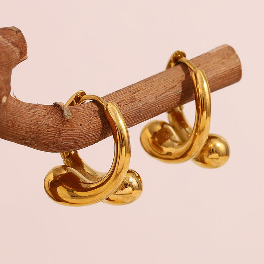 Fashion Minimalist Snake Head Hoop Earrings Stainless Steel 18K Gold Plated Geometric Design for Women