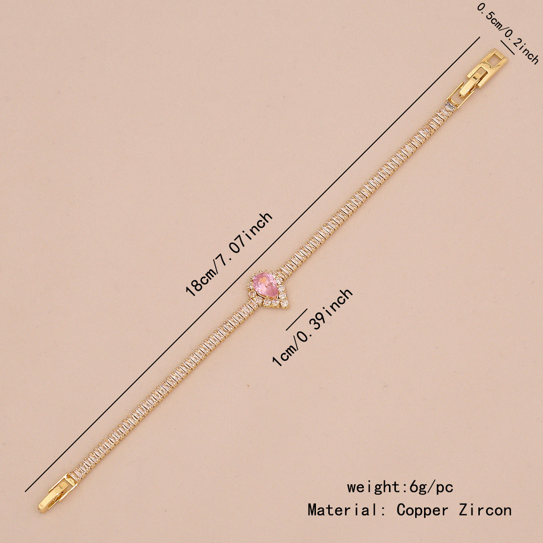 Bracciale da donna con zirconi a forma di goccia e geometrica, stile OL alla moda, con intarsi di strass