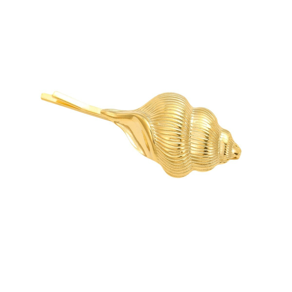 Fashionable Minimalist Shell-Shaped Stainless Steel Hair Clip with Pearl Inlay for Women