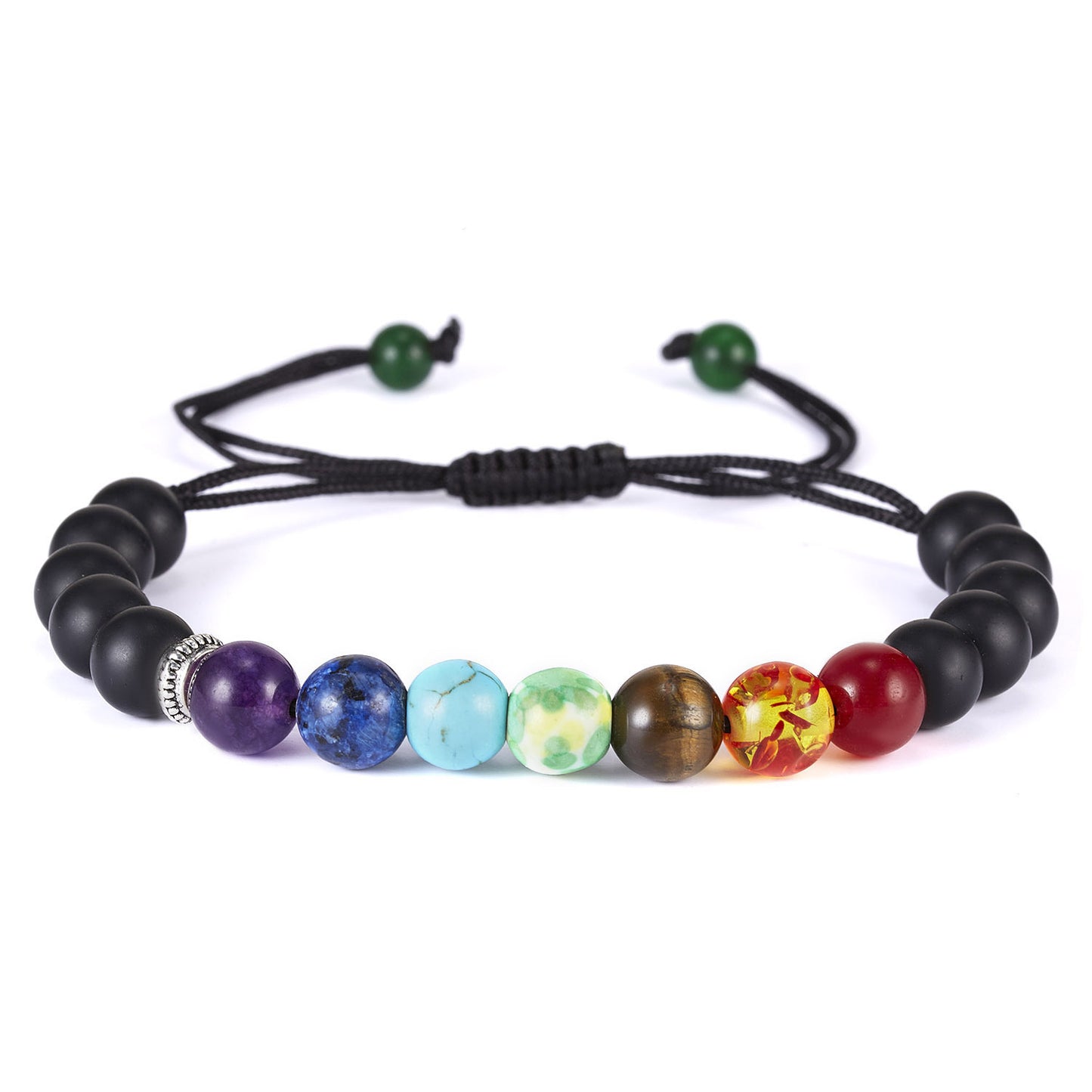 Bracciale regolabile unisex vintage bohémien rotondo geometrico in pietra vulcanica placcata